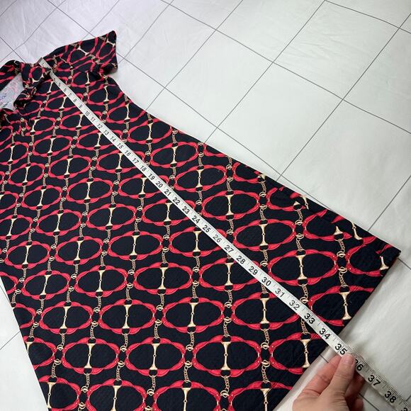 Ibkul Dress Womens XS Black Red Chain Equestrian Short Sleeve Golf Sporty Casual - Picture 9 of 9